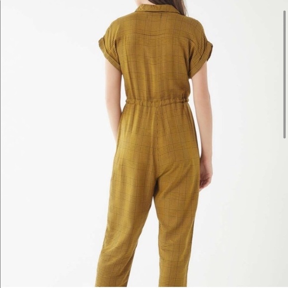 Urban Outfitters Plaid Jumpsuit Yellow Black S - Picture 2 of 6
